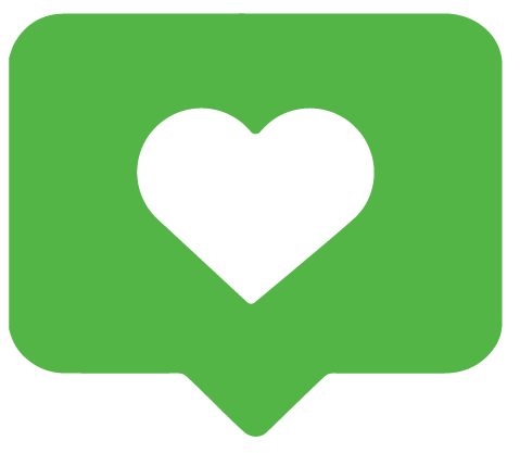 A green icon with a white heart inside